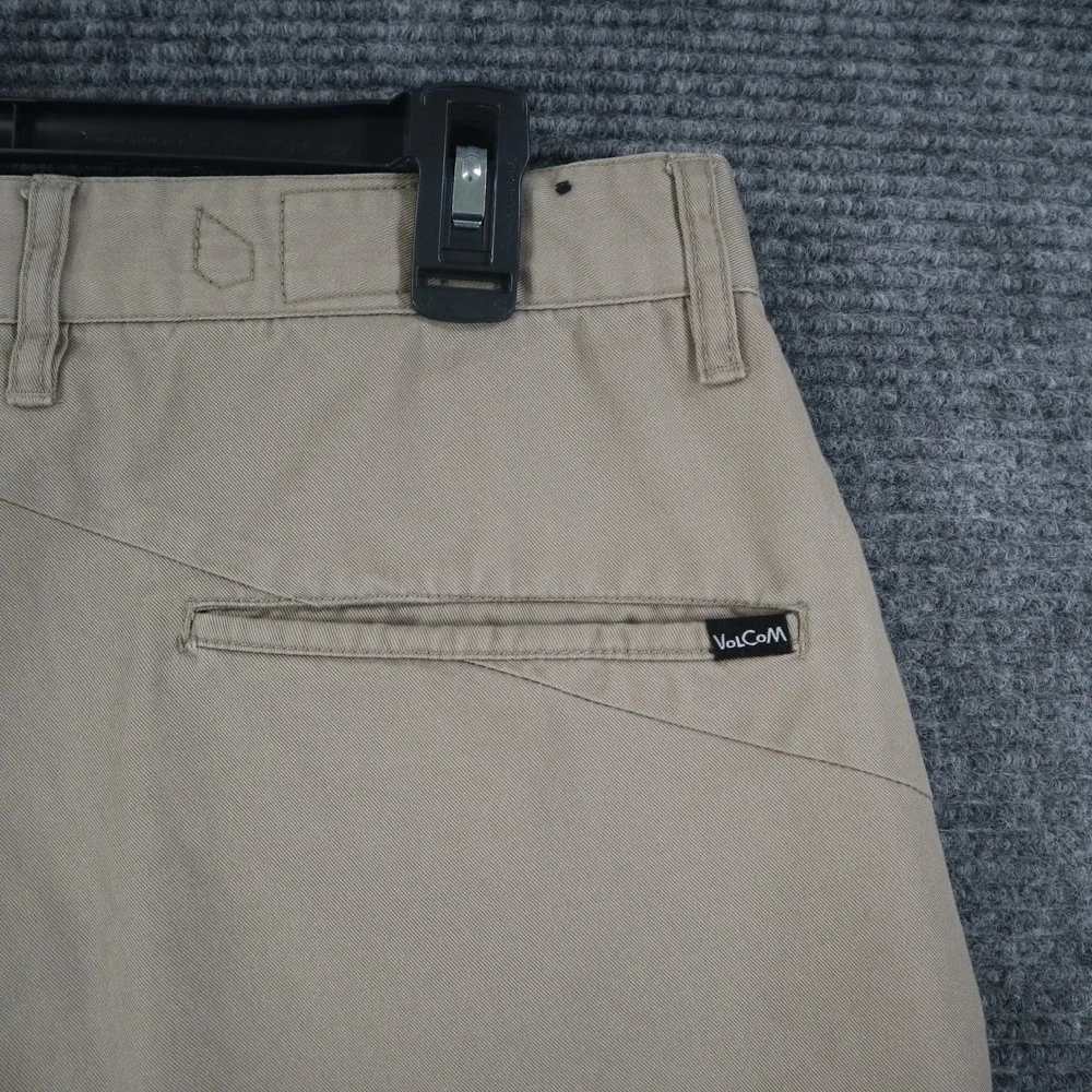Volcom Friggin Chino Shorts Mens 32 Khaki Tan Cotton Blend Skate Casual Summer